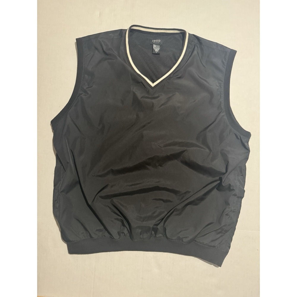 Izod Black Pullover Vest w/ Pockets,‎ Men's Large #1133